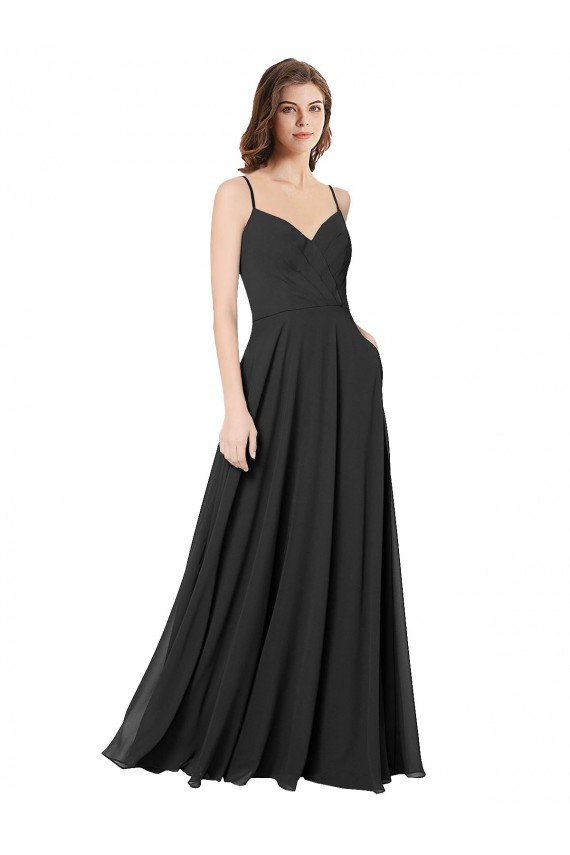 Cheap Cowl Back Spaghetti Straps Long Chiffon Bridesmaid Dress  Sydney