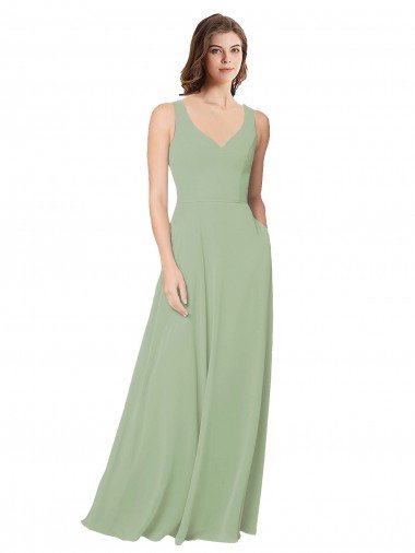 Cheap A-Line Open Back Chiffon Bridesmaid Dress with Pockets Sydney