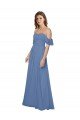 Cheap Flutter Sleeves Scoop Neck Off the Shoulder Long Chiffon Bridesmaid Dress Sydney