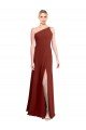 Cheap Fit and Flare One Shoulder Long Chiffon Bridesmaid Dress with High Slit Sydney