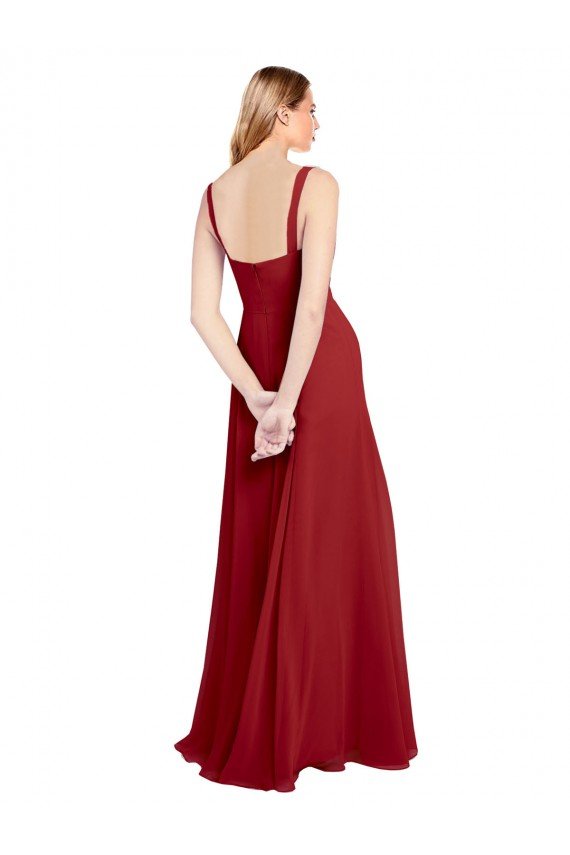 Cheap Sweetheart Neckline Long Chiffon Bridesmaid Dress with Side Slit and Wide Straps Sydney