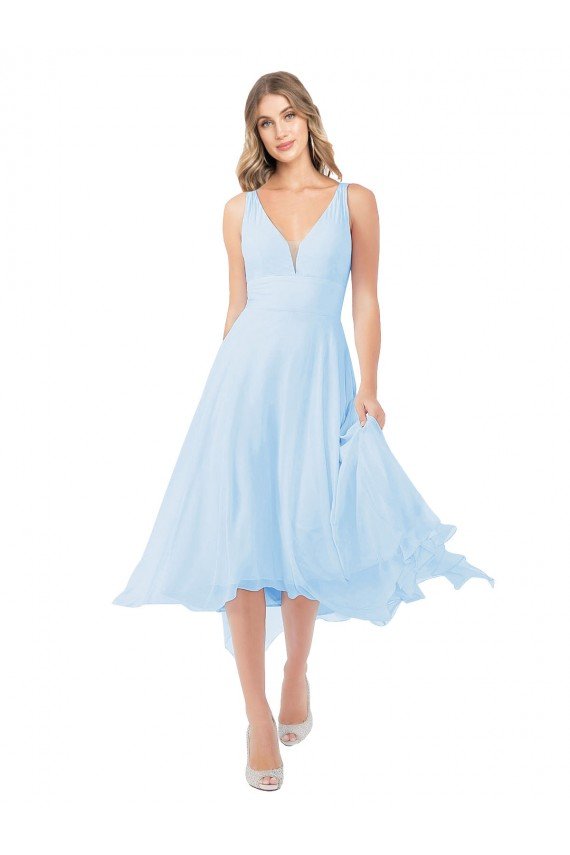 Cheap Chiffon Midi Length Keyhole Back Cocktail Bridesmaid Dress Sydney
