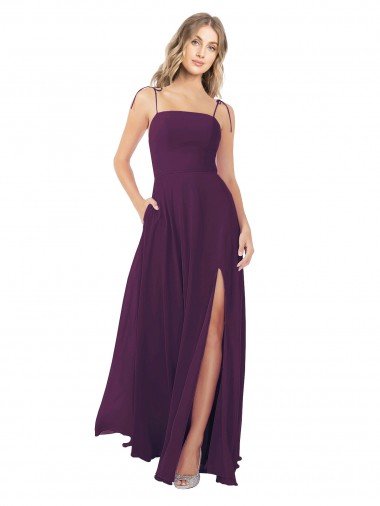 Cheap Chiffon Bridesmaid Dress with Front Slit and Keyhole Back Sydney