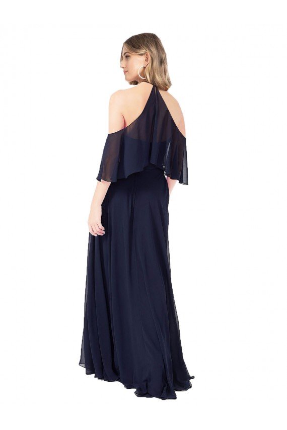 Cheap Halter Neck Cold Shoulder Flutter Sleeves Bridesmaid Dress Sydney