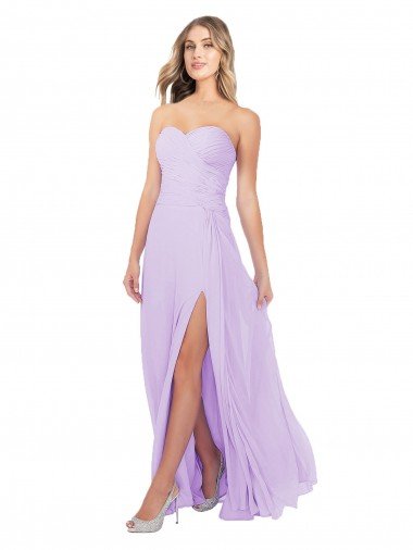 Cheap Draped Sweetheart Chiffon Bridesmaid Dress with High Slit Sydney
