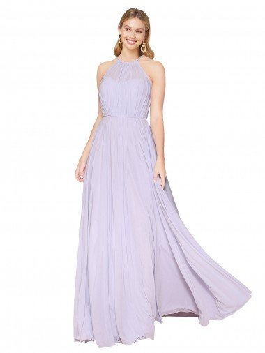 Cheap High Neck Halter Shirred Chiffon Bridesmaid Dress / Formal Prom Dress Sydney
