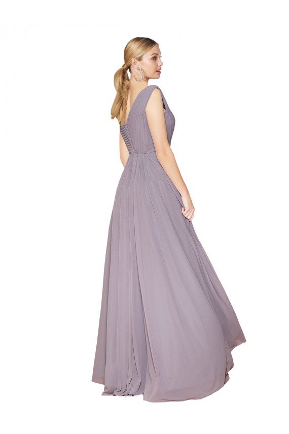 Cheap Draped Floor Length High Neck V-Back Chiffon Bridesmaid Dress / Formal Prom Dress with Shirred Bodice Sydney