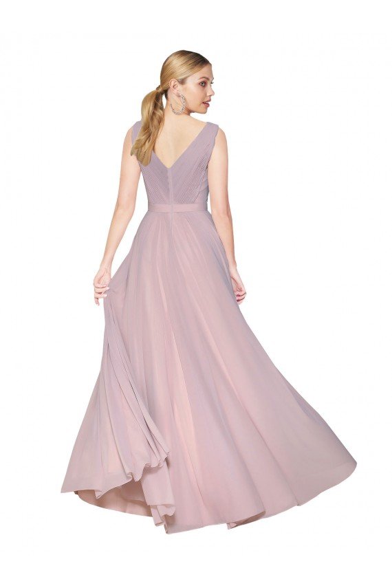 Cheap Draped V-Neck Long Chiffon Bridesmaid Dress / Formal Prom Dress with Shirred Bodice Sydney