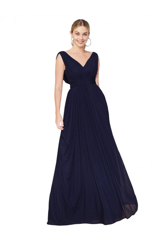 Cheap Draped Long V-Neck Floor Length Chiffon Bridesmaid Dress / Formal Prom Dress Sydney