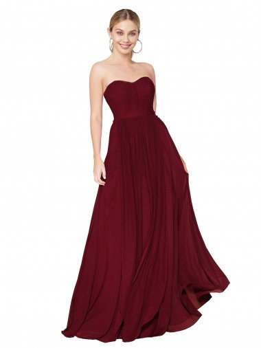 Cheap Draped Strapless Long A-Line Chiffon Bridesmaid Dress / Formal Prom Dress Sydney