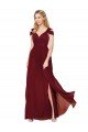 Cheap Off the Shoulder Long Chiffon Bridesmaid Dress / Formal Prom Dress with Side Slit Sydney