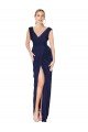 Cheap Draped V-Neck Long Chiffon Bridesmaid Dress / Formal Prom Dress with Front Slit Sydney