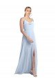 Cheap Draped Cowl Neck Tied Straps Long Chiffon Bridesmaid Dress with Slit Sydney