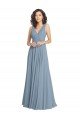 Cheap Faux Surplice Bodice Long Chiffon Bridesmaid Dress with V-Neckline Sydney
