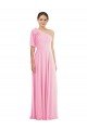 Cheap Bow One Shoulder Flounce Sleeve Maxi Bridesmaid Dress Sydney