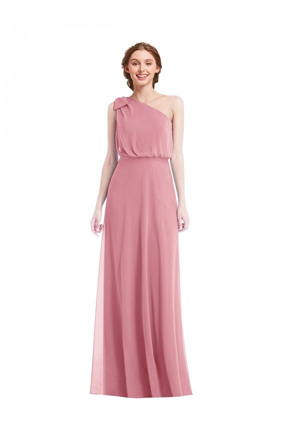 Cheap One Shoulder Bow Blouson Bodice Maxi Bridesmaid Dress Sydney