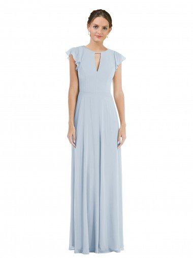 Cheap Flutter Sleeve V Keyhole Chiffon Maxi Formal Bridesmaid Dress Sydney