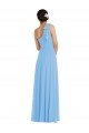 Cheap Draped One Shoulder Maxi Bridesmaid Dress with Scarf Bow Sydney