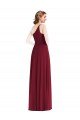 Cheap One Shoulder Chiffon Maxi Bridesmaid Dress with Shirred Front Slit Sydney