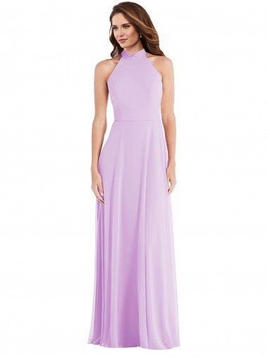 Cheap High Neck Halter Backless Maxi Bridesmaid Dress Sydney