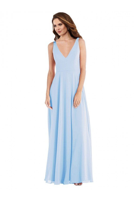 Cheap Deep V-Neck Chiffon Maxi Bridesmaid Dress Sydney