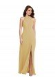 Cheap Stand Collar Halter Maxi Bridesmaid Dress with Criss Cross Open Back Sydney
