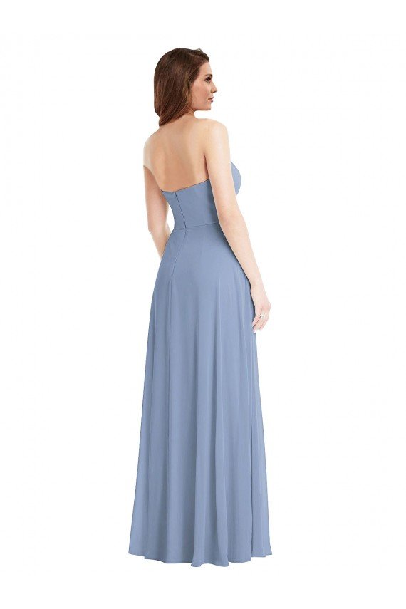 Cheap Strapless A-Line Maxi Bridesmaid Dress with Front Slit Sydney