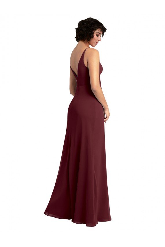 Cheap Notched Neckline Empire Waist Chiffon Slip Bridesmaid Dress Sydney