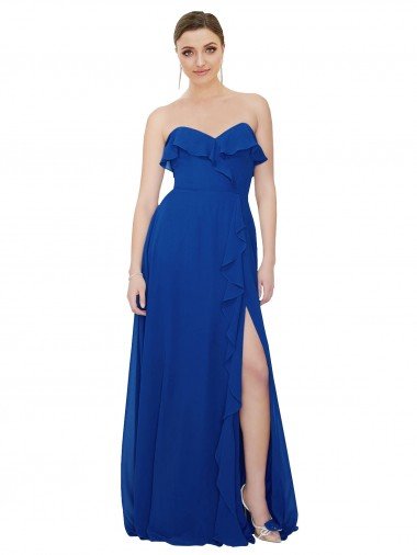 Cheap Ruffled Chiffon Strapless Bridesmaid Dress Sydney