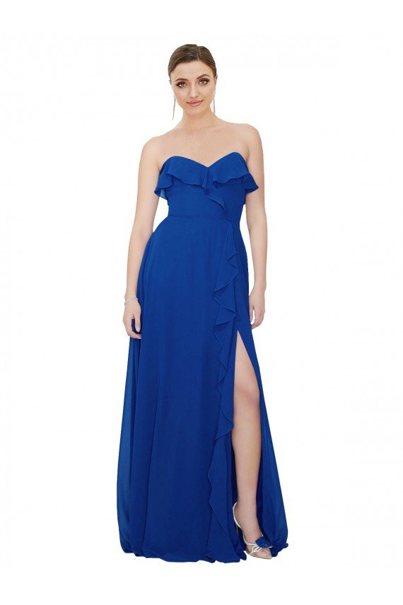 Cheap Ruffled Chiffon Strapless Bridesmaid Dress Sydney