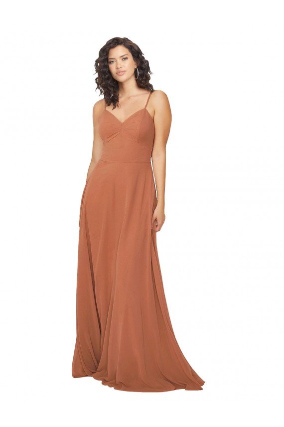 Cheap Chiffon Bridesmaid Dress with Tie Back Keyhole Sydney