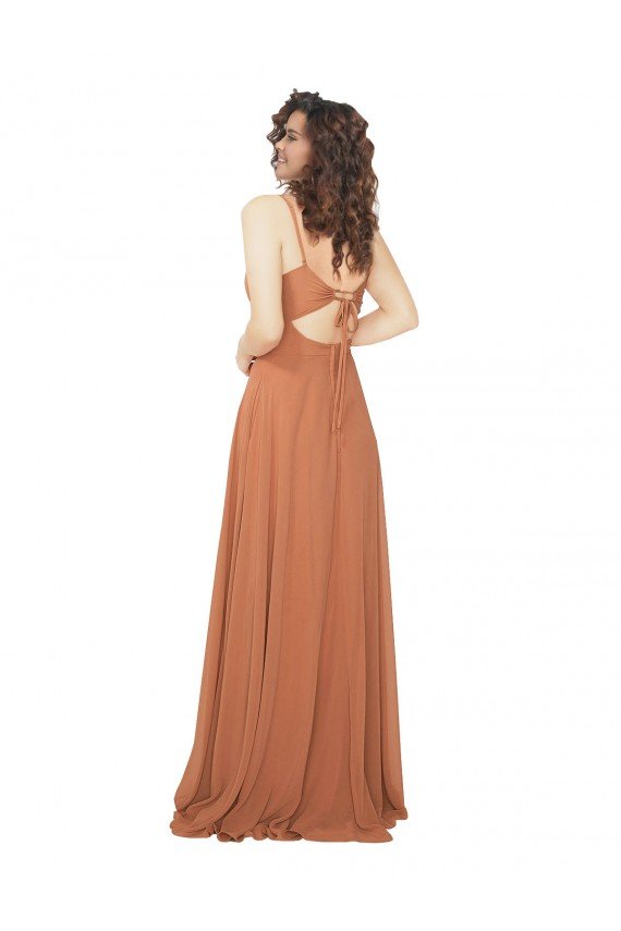Cheap Chiffon Bridesmaid Dress with Tie Back Keyhole Sydney