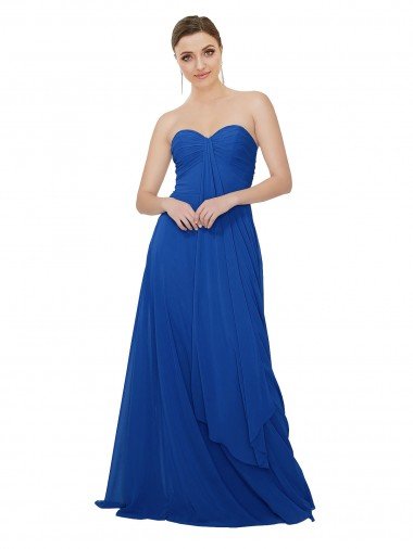 Cheap Strapless Sweetheart Draped Chiffon Bridesmaid Dress Sydney
