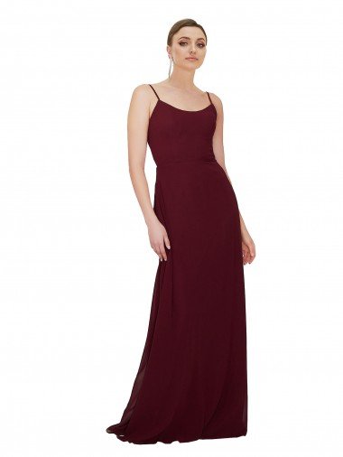 Cheap Scoop Neck Tied Keyhole Back Chiffon Bridesmaid Dress Sydney