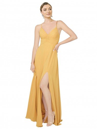 Cheap Ruched Chiffon Bridesmaid Dress with Tie Back Detail Sydney