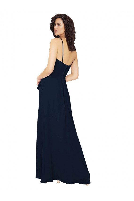 Cheap Ruffled Skirt Low Back Long Chiffon Bridesmaid Dress Sydney