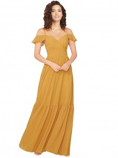 Cheap Ruched Keyhole Back Boho Chiffon Bridesmaid Dress Sydney