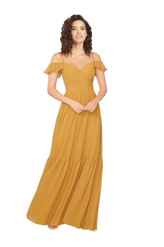 Cheap Ruched Keyhole Back Boho Chiffon Bridesmaid Dress Sydney