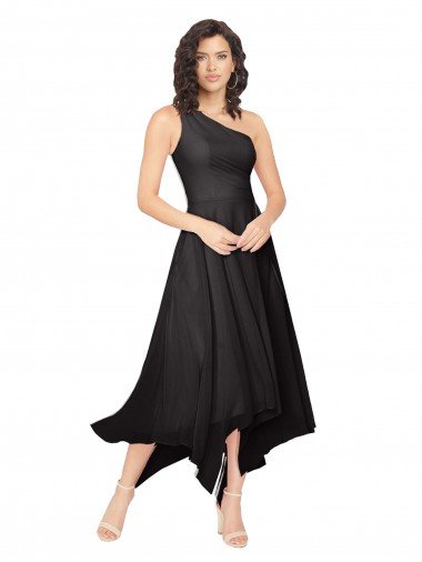 Cheap Midi Length One Shoulder Chiffon Cocktail Bridesmaid Dress Sydney