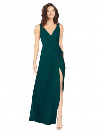 Cheap V-Neck Chiffon Bridesmaid Dress with Front Skirt Slit Sydney