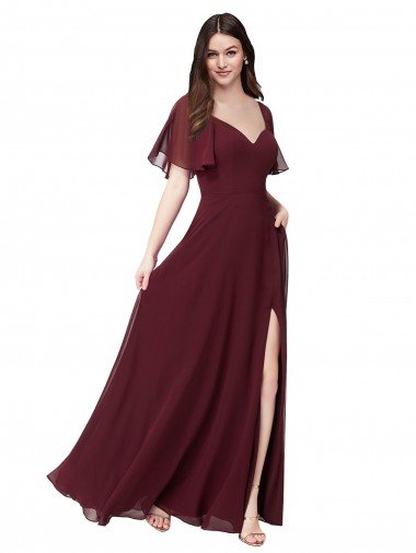 Cheap Chiffon Flutter Sleeve Sweetheart Bridesmaid Dress Sydney