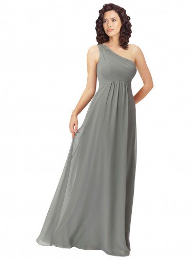 Cheap Embroidered One Shoulder Chiffon Bridesmaid Dress Sydney
