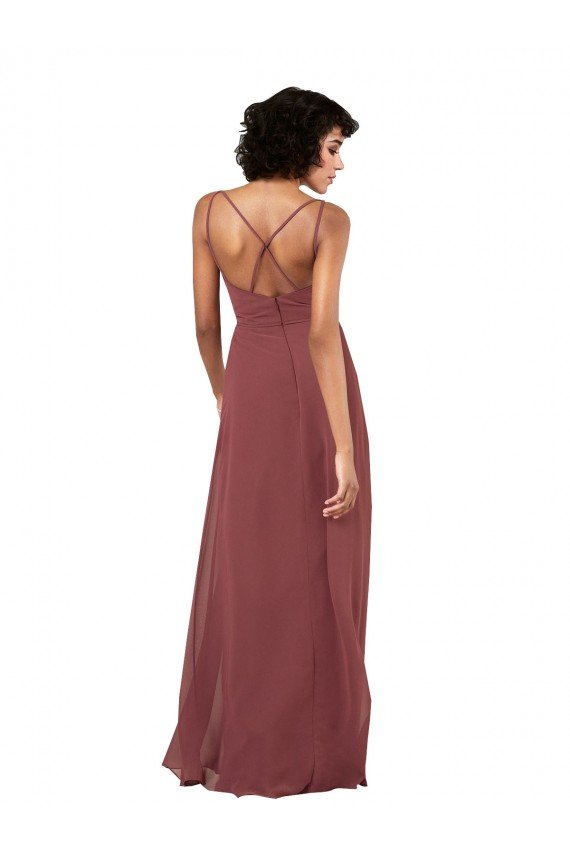 Cheap Simple V-Neckline Chiffon Formal Bridesmaid Dress with Pleated Skirt Sydney