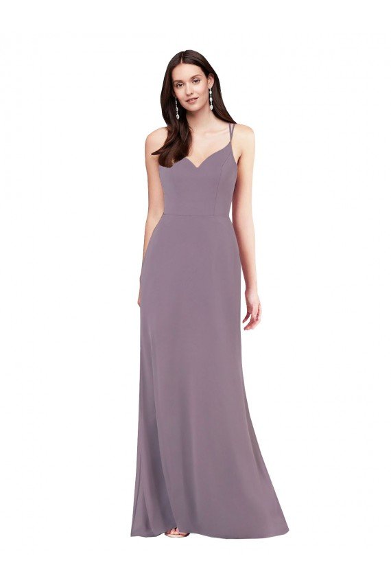 Cheap Simple Floor-Length Chiffon Formal Bridesmaid Dress with Criss-Cross Back Sydney