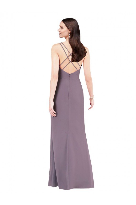 Cheap Simple Floor-Length Chiffon Formal Bridesmaid Dress with Criss-Cross Back Sydney