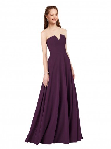 Cheap Strapless Chiffon Bridesmaid Dress with Notched Neckline Sydney