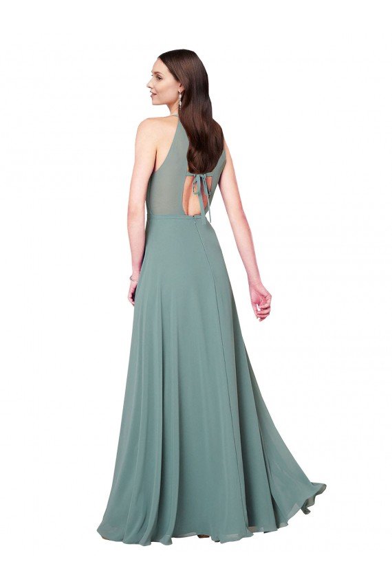Cheap Floor Length Long Chiffon Bridesmaid Dress with Double Bow Feature Sydney