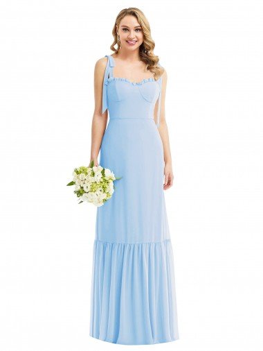 Cheap Tie Shoulder Bustier Bodice Ruffle Hem Maxi Bridesmaid Dress Sydney