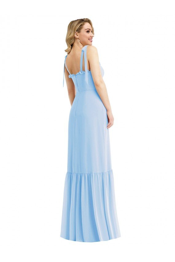 Cheap Tie Shoulder Bustier Bodice Ruffle Hem Maxi Bridesmaid Dress Sydney