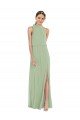 Cheap High Neck Scarf Tie Blouson Bodice Maxi Bridesmaid Dress with Front Slit Sydney